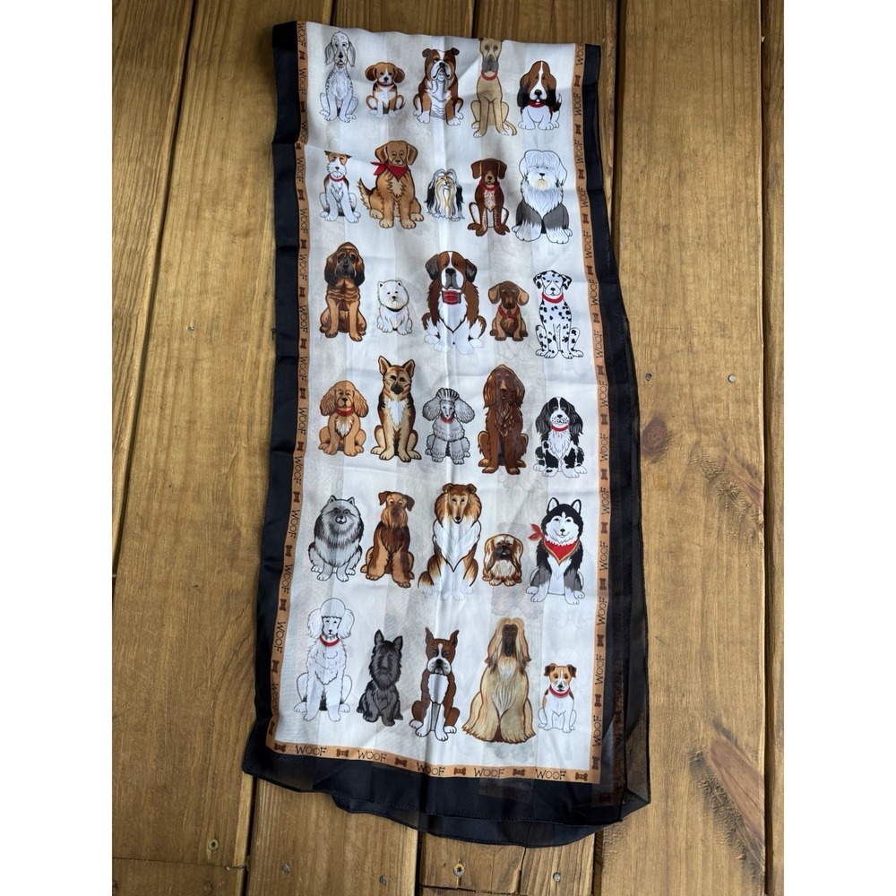 Basha Scarves Inc. Rectangular Dogs Woof Boarder  59"X13" Scarf Different Breeds